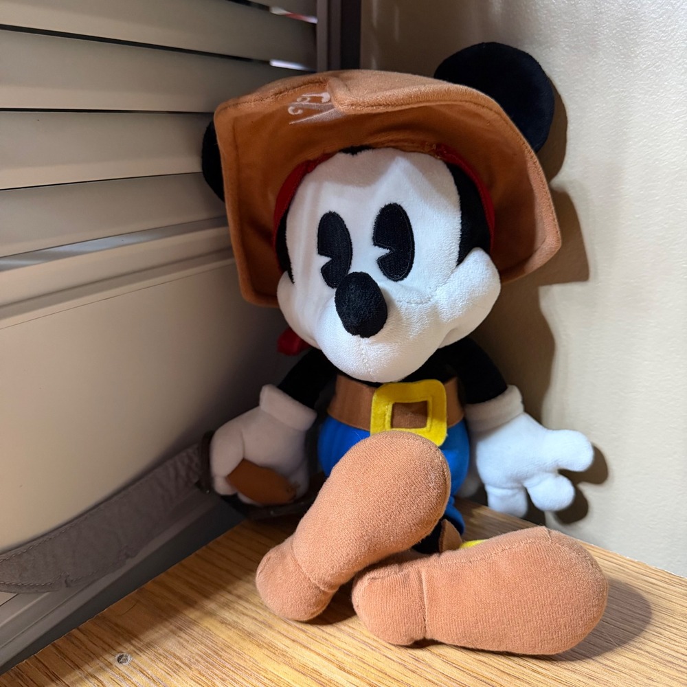 Disney Parks Mickey Mouse Pirate Plush Stuffed Toy Brown Hat Skull Crossbones